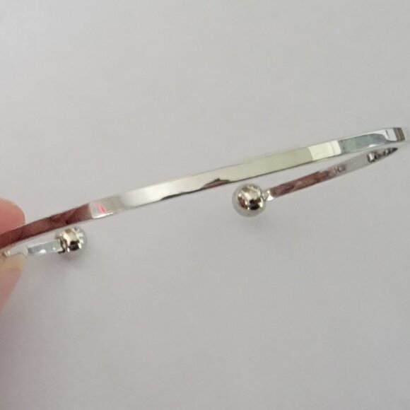 Silver Minimalist  Open Cuff Adjustable Stacking Bracelet  Bangle - Picture 3 of 5